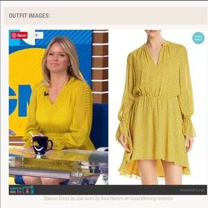 Joie Daevon Dotted 100% Silk Dress - Yellow/Black - XXS